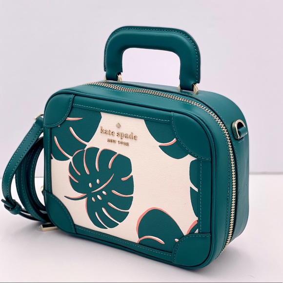 Kate Spade monstera leaves traveler trunk crossbody bag - Picture 5 of 13
